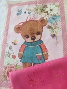 Bamse med rosa stoff
