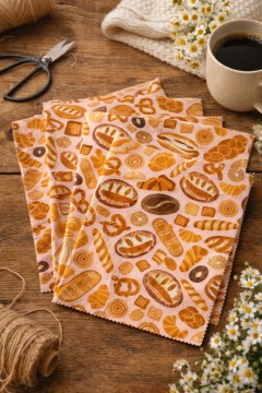 Brød, kringler og kaker rosa bunn