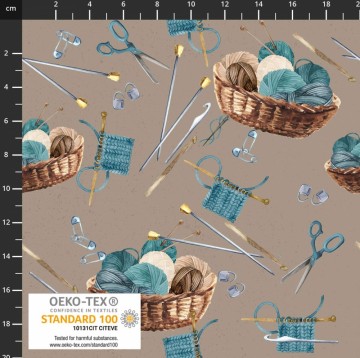  Cosy knit- Beige bunn kurv med garnnøster-145